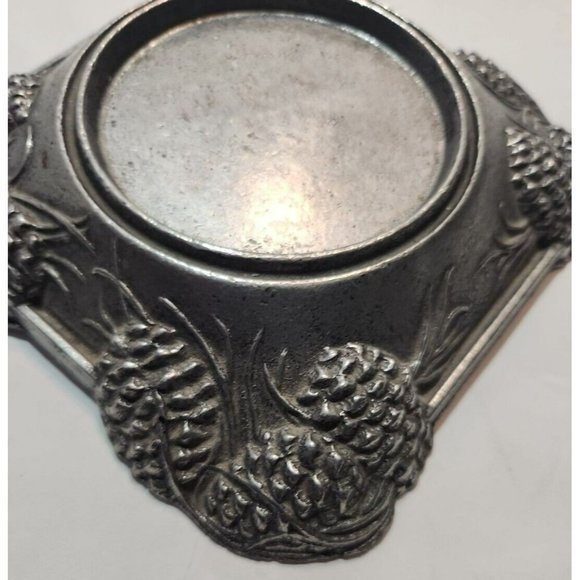 Vtg Carson Statesmetal Pewter Pine RIdge Med Piller Candle Holder 5.5" by 5.5" - Picture 6 of 13
